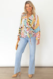 color Tropical Fish Skin Crinkle Long Sleeve Shirt