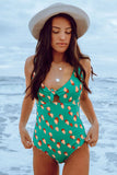 Abstract Print Top Knot One Piece Swimsuit
