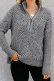 Half Zipper Soft Popcorn Fuzzy Pullover Sweater