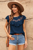 Lace Splicing Ruffled Short Sleeve T-shirt