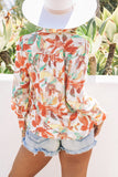 Floral Print Wrap Long Sleeve Blouse