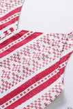 Boho Print V Neck Front Buttons Thin Straps Tank