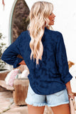 Blue White Collared Neck Floral Textured Shirt