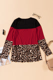 Parent Child Matching Mom's Leopard Colorblock Long Sleeve Top