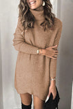 Turtleneck Long Sleeve Knitted Sweater Dress