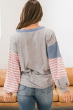 Striped Patchwork Color Block Long Sleeve Top