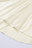 Beige V-Neck Crochet Detail Babydoll Top