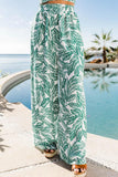 Leaves Print Cami Top Wide Leg Pants Set