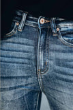 Dark Blue Slit High Waist Jeans