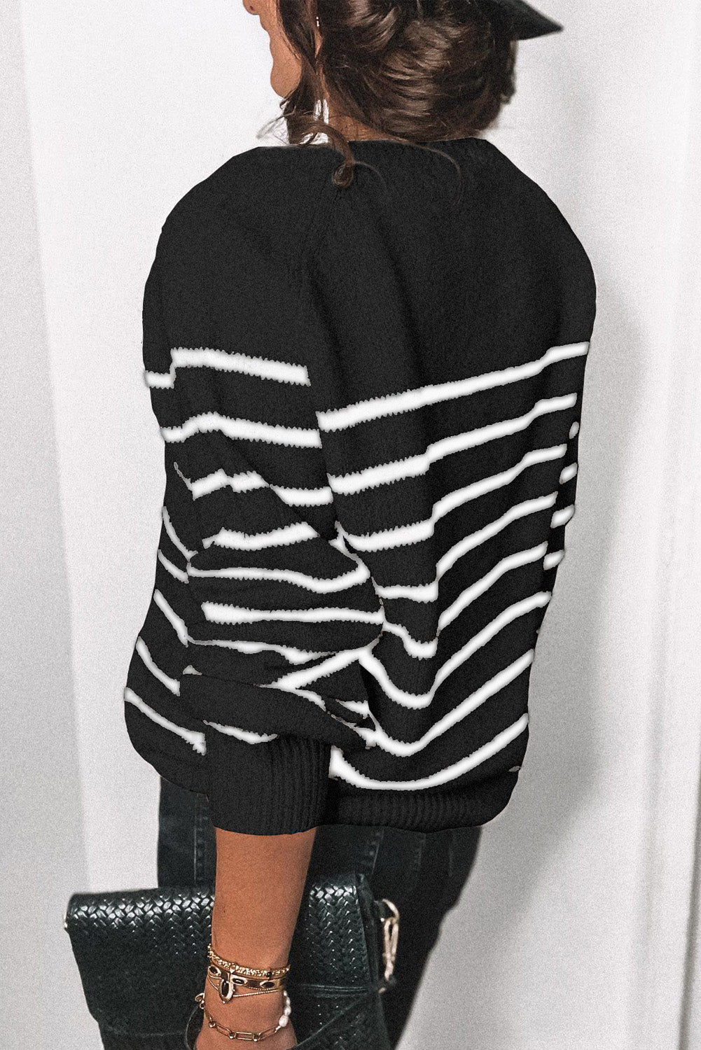 Striped Buttoned Knitted Sweater