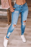 High Waist Distressed Skinny Jeans