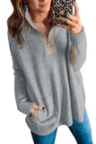 High Neck 1/4 Zip Pocketed Cozy Sweater