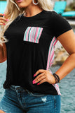 Colorful Serape Striped Splicing T-shirt