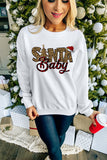 Santa Baby Leopard Plaid Print Pullover Sweatshirt