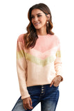 V Stripe Pattern Colorblock Sweater