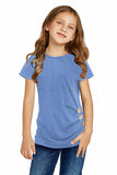 Side Button Detail Short Sleeve T Shirt for Little Girls