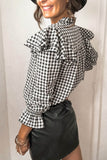 Plaid Button Ruffle Shirt