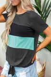 Color Block Panel Front T-shirt with Knot