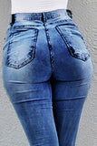 Split Hem Ripped High Waist Flare Jeans