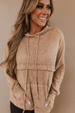 Waffle Knit Kangaroo Pocket Hooded Sweatshirt