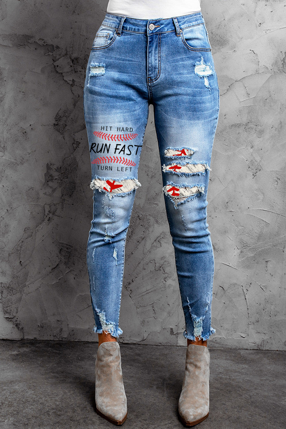 LIFE IS BETTER in the MOUNTAINS Distressed Skinny Jeans