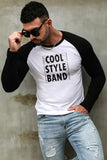 Men's Letter Car Print Color Block Long Sleeve Top