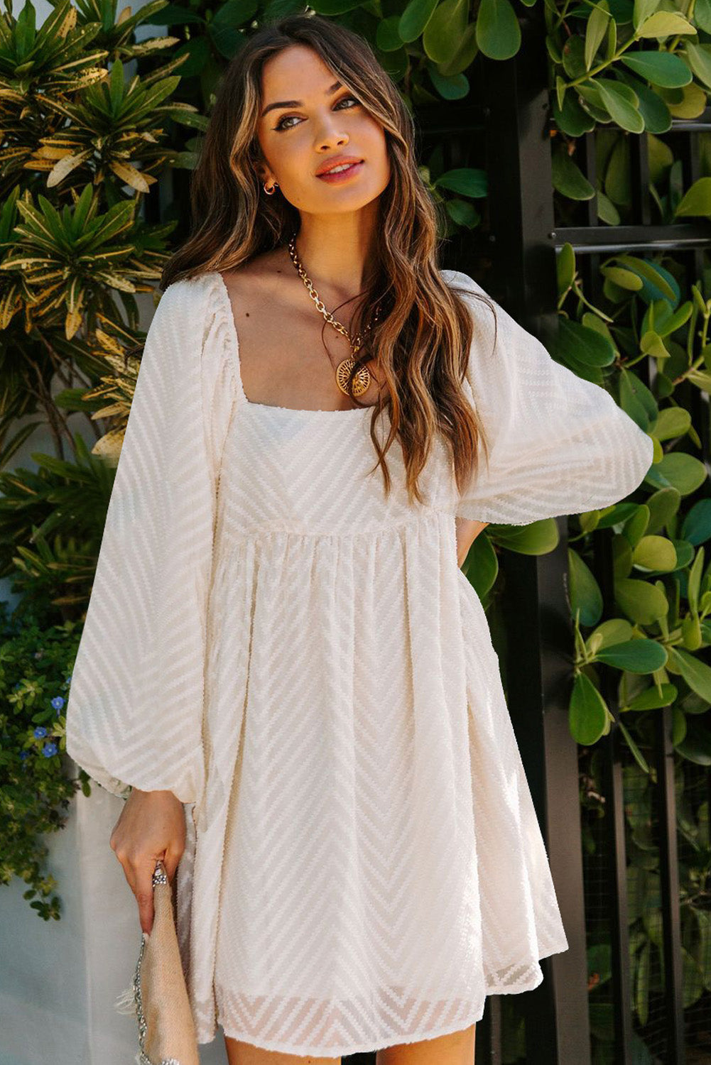 Square neck dress puff sleeve cheap