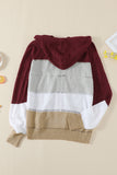 color Zipped Front Colorblock Hollow-out Knit Hoodie