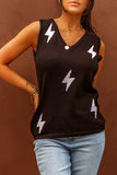 Black Lightning Print Knit Vest