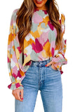 Multicolor Abstract Printed Long Sleeve Blouse