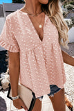 Khaki Split V Neck Print Babydoll Top