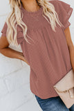 Tiered Sleeve Frilled Neck Dotted Top