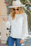 Lace Sleeve Raglan Ribbed Top