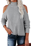Cold Shoulder High Neck Knitted Sweater