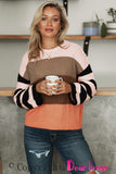 Crew Neck Color Block Oversized Pullover Knit Sweater