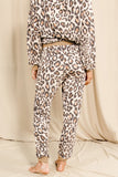 Print Long Sleeve Top and Drawstring Pants Loungewear