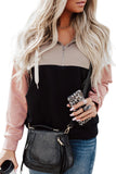 Colorblock Quarter Zip Pullover Hoodie