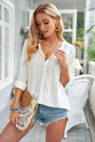 Button V Neck Single-Breasted Blouse