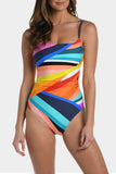 Multicolor Tropical Print Ruched One Piece Swimsuit