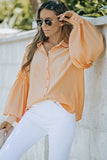 Ruffled Patchwork Bubble Sleeve Loose Shirt