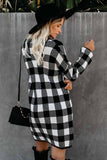 Gingham Balloon Sleeve Sweater Dress