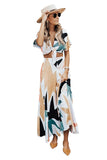 Tropical Print Crop Top and Flare Wide Leg Pants Set