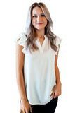 Ruffled Sleeveless V Neck Top