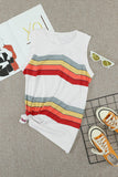 Crew Neck Colorblock Stripes Tank Top
