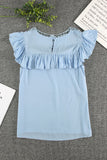 Lace Splicing Ruffled Short Sleeve T-shirt
