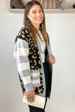 Print Cardigan with Striped Sleeve