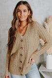 Buttons Front Cable Knit Cardigan