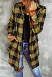 Yellow Turn-down Collar Plaid Shirt Coat