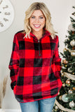Plaid Print 1/4 Zip Turn-down Collar Sweatshirt