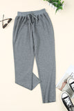 Drawstring High Waist Straight Leg Pants